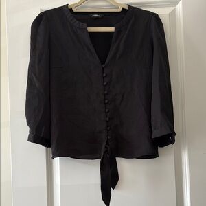 Black Button-Up Women's Top